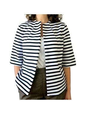 Chico’s Black & White Striped Ponte Jacket Size 1 (Fits Women’s 8)